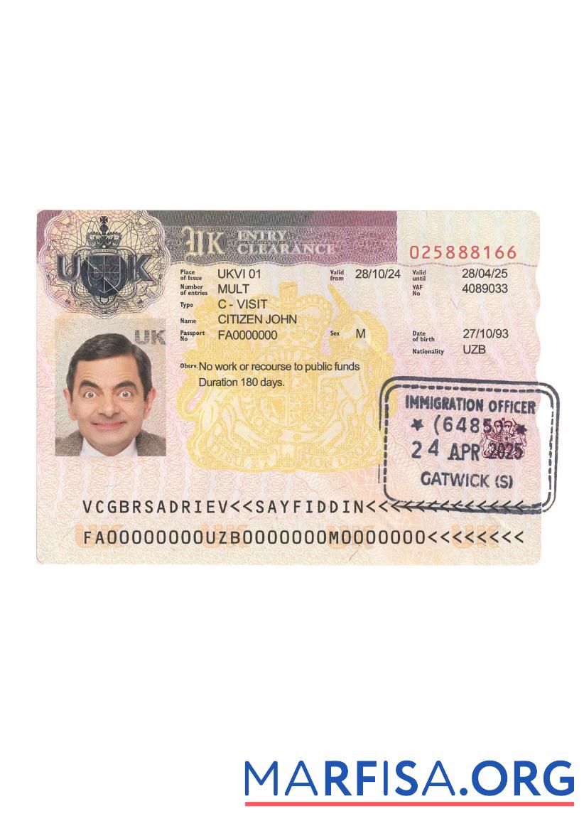 Realistic United Kingdom entry visa 2024 present real example